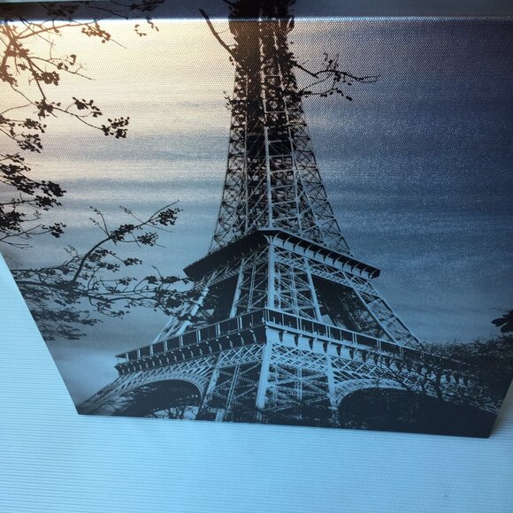 Eiffel Tower Wall Art Hanging Canvas Print Sepia Tone Glossy Paris France Decor - Picture 3 of 12